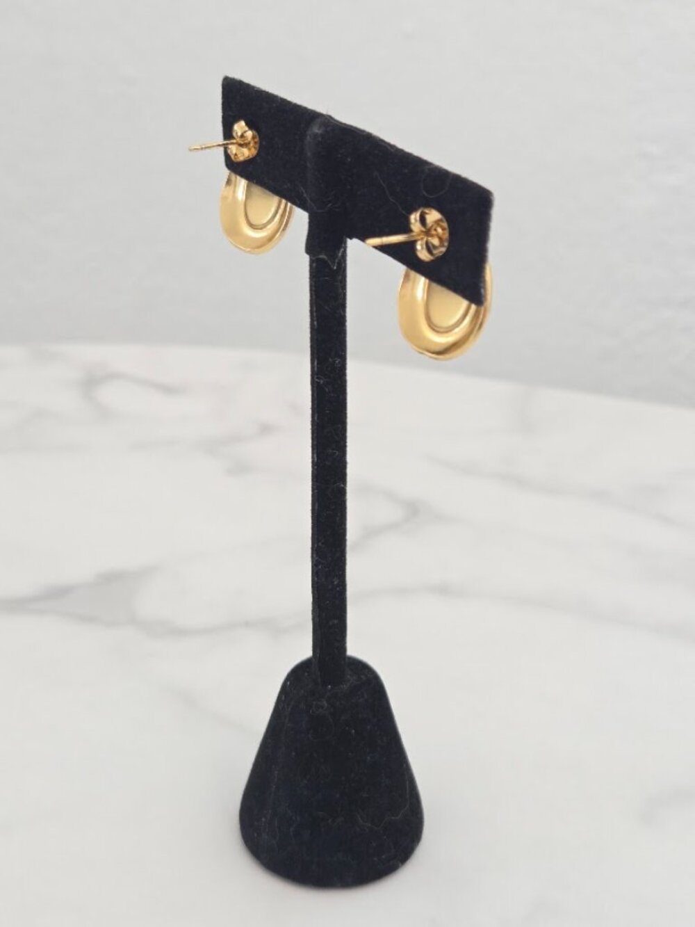 Light Blue Teardrop Stone Gold Stud Statement Earrings - Picture 9 of 12